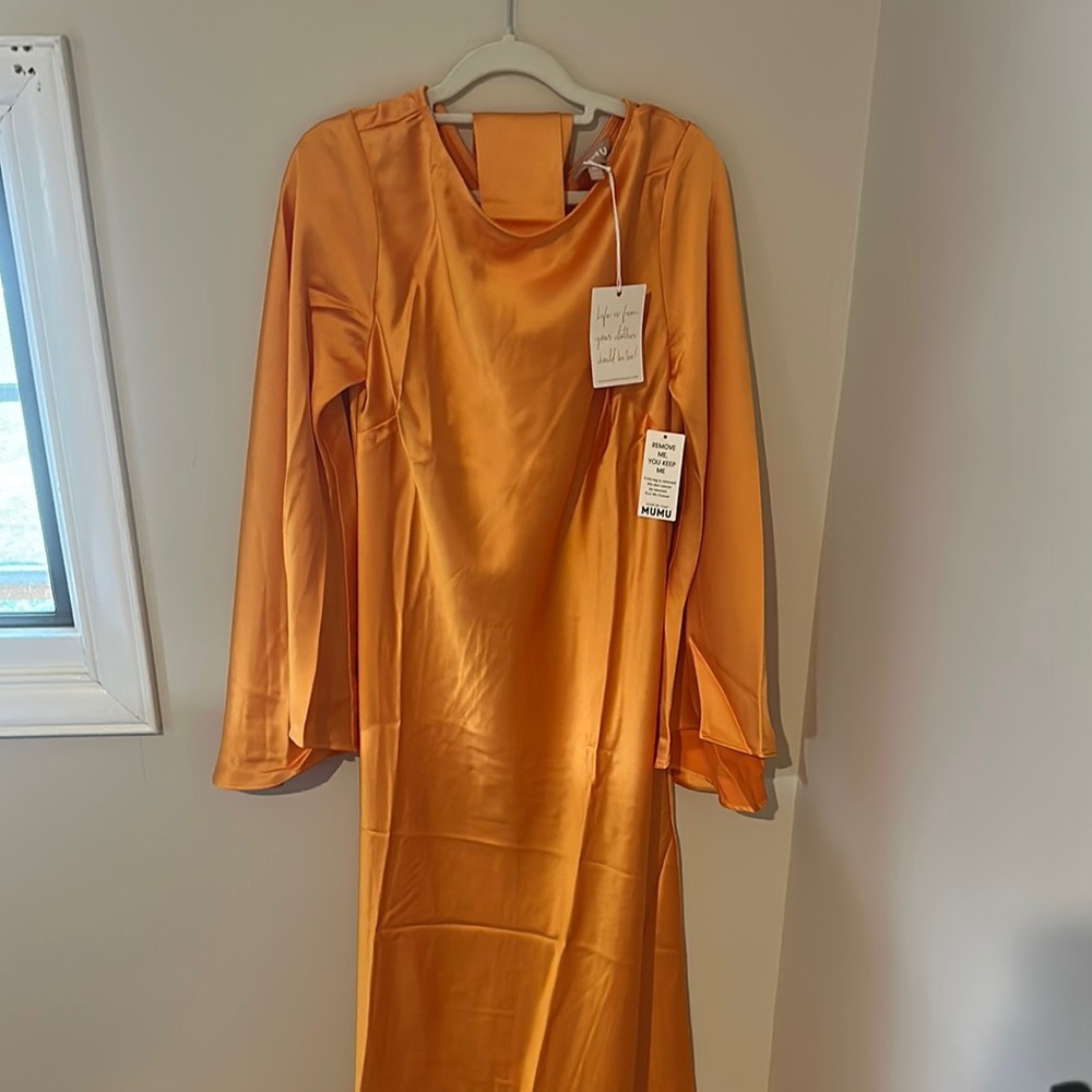 Elegant Orange Satin Dress